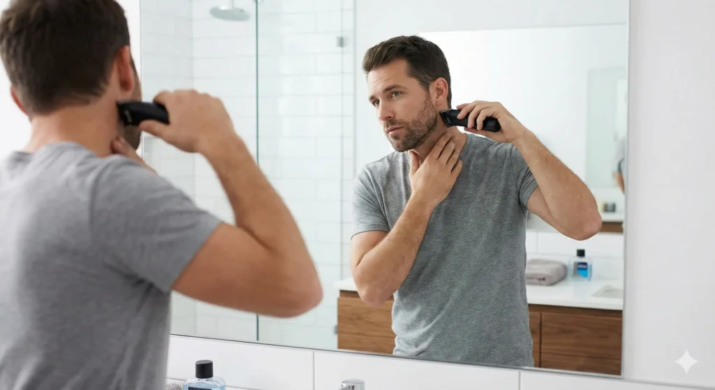 Man Trimming Neckline Grooming Routine 1024x559