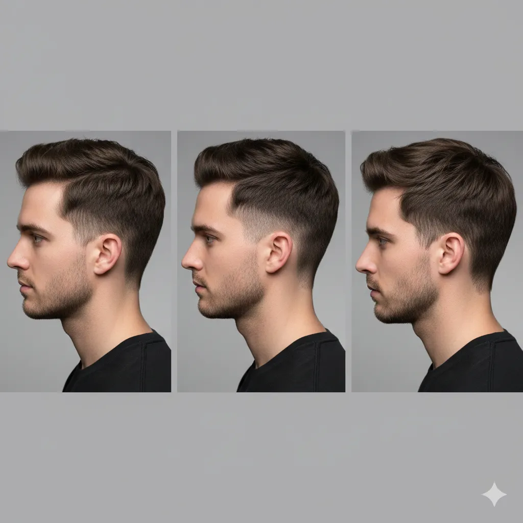 Visual comparison showing the difference between a low taper fade, a skin fade, and a classic taper haircut.